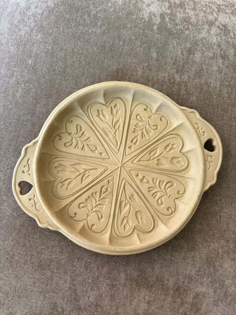 1988 Brown Bag Cookie Art Stoneware Cookie Mold Hearts and Flowers
